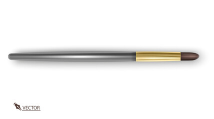 Professional Eyeshadow Makeup Brush with Gold Ferrule on White Background