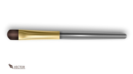 Professional Eyeshadow Makeup Brush with Gold Ferrule on White Background