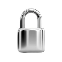 Fototapeta premium Shiny Silver Padlock Security Symbol Safety Privacy Protection, isolated on transparent background, perfect cutout, PNG