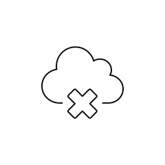 Cloud Error Icon,  Line Style for Cloud Issue or Failure