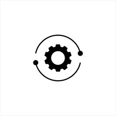 Technology development icon, innovation concept, system integration, software business, technical support, smart solution.