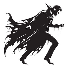 Majestic Vampire transformed shape illustration - vampire silhouette - vampire vector - silhouette of vampire - night monster icon
