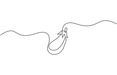 Obraz premium Eggplant in continuous line art drawing style. Single line drawing eggplant, Aubergine fruit black linear sketch isolated, One continuous line drawing eggplant vegetable. eggplant single line illustra