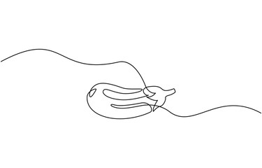 Obraz premium Eggplant in continuous line art drawing style. Single line drawing eggplant, Aubergine fruit black linear sketch isolated, One continuous line drawing eggplant vegetable. eggplant single line illustra