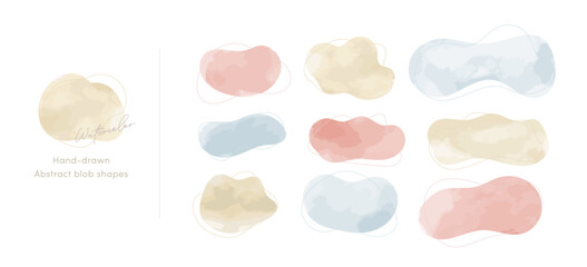 Watercolor abstract hand-drawn blob set, Vector illustration