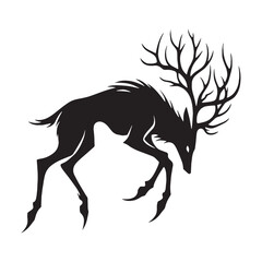 Vector Wendigo mythical eater concept image - wendigo silhouette - wendigo vector - silhouette of wendigo - winter creature symbol

