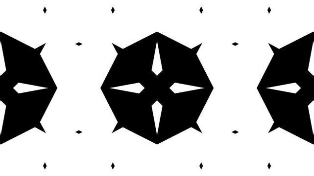 Simple abstract black kaleidoscope fractal motion animation. retro style.
