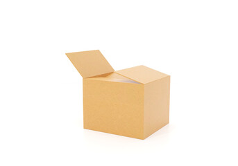 3d render of single open cardboard box on white background, ideal for packaging, delivery, storage, and shipping concepts.. open cardboard box. 