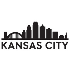 Naklejka premium Kansas City skyline silhouette. Black Kansas City. Vector black silhouette. with white background
