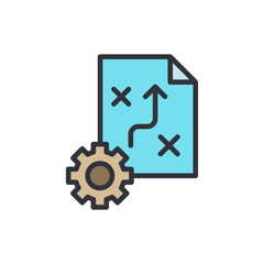 Obraz premium Strategic Planning Document With Automation Gear Icon And Arrow Route
