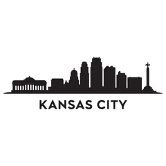 Kansas City skyline silhouette. Black Kansas City. Vector black silhouette. with white background