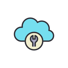Illustration Of A Cloud With A Wrench Emblem For Service Maintenance