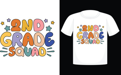 Second Grade Squad , 4th July T-shirt, T shirt Design, USA School Flag, Vintage, United States, Holiday