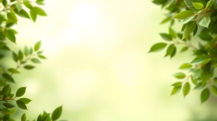 Obraz premium Abstract background of green leaves as a background for text. Abstract background. Ideal for environmental themes. Blossoming trees in spring. Banner