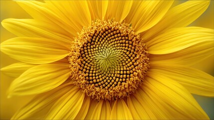 Obraz premium Center of Sunflower in Macro Spiral Focus