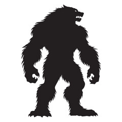 Dark Werewolf human-wolf hybrid outline - werewolf silhouette - werewolf vector - silhouette of werewolf - Werewolf illustration - lunar beast icon

