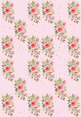 Seamless Watercolor Pink Floral Pattern – Repeating Botanical Bouquet Design