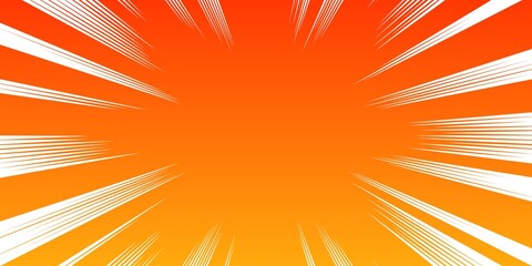 Fototapeta premium Orange Comic Speed Burst Background with White Lines. Ideal for action scenes, animated transitions, dynamic posters, and manga or pop art-inspired designs