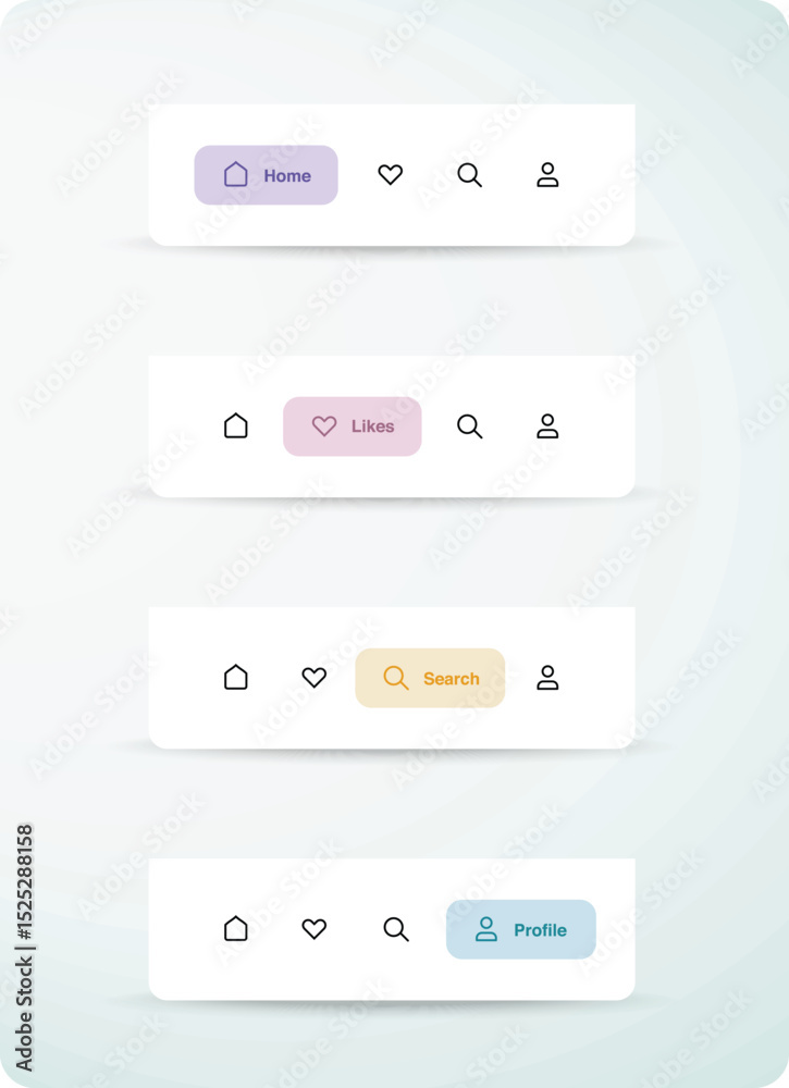Poster mobile menu navigation ui and ux design with flat modern icons. vector illustration