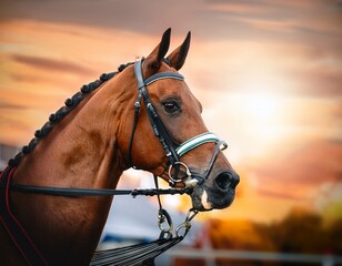 focused racehorse preparing for competition at vibrant racecourse intensity