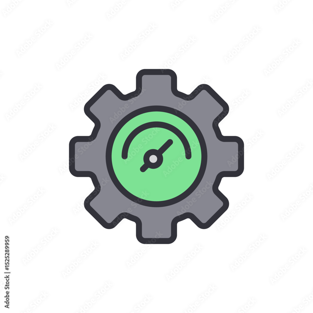 Poster gear with indicator symbolizing efficiency and progress on transparent