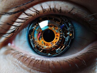 Futuristic Cybernetic Eye in Detail: AI-Generated Image