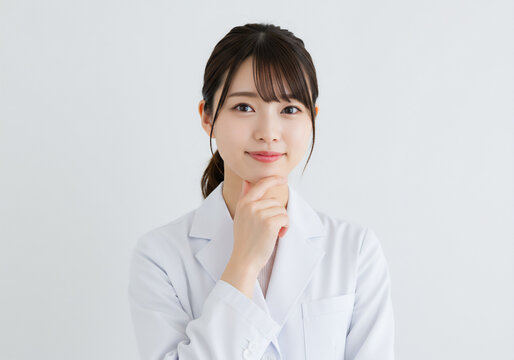 Portrait of a young female scientist wearing a white lab coat