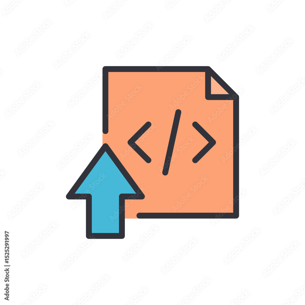 Poster data upload with code icon on transparent background image