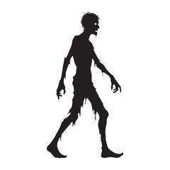 Powerful Zombie risen figure outline vector - zombie silhouette - zombie vector - silhouette of zombie - animated dead emblem
