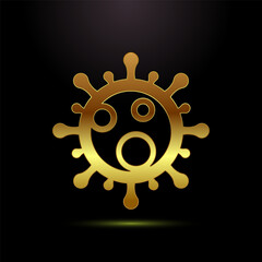Obraz premium Virus, bacteria icon design illustration. Microbe bacteria sign symbol in gold color style