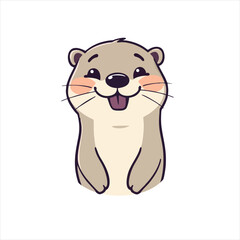 Cute Otter Logo, Friendly Otter Cartoon Icon, Flat Pastel Colors