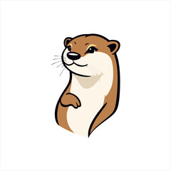 Modern Otter Logo, Mascot Design, Flat Illustration