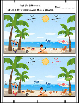 Spot the Difference Worksheet for Kids