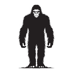 Shadowy Bigfoot ape-like shape vector - bigfoot silhouette - bigfoot vector - silhouette of bigfoot - wilderness legend graphic
