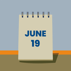 Minimalist desk calendar with bold blue text 