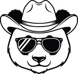 panda head logo bundle set in black and white vector illustration for mascot, esports, wildlife, and modern animal branding