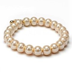 Obraz premium a single strand pearl bracelet on a white background