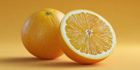 Fototapeta premium Close-Up of 3D Citrus Cut in Half