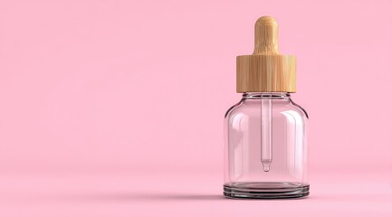 Naklejka premium glass bottle with a wooden dropper cap