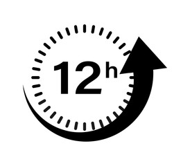 Twelve hour delivery clock icon graphic
