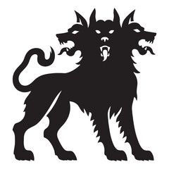 Vector Ancient Cerberus outline figure - cerberus silhouette - cerberus vector - silhouette of cerberus - hellhound icon design
