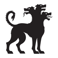 Vector Cerberus mythical dog concept image - cerberus silhouette - cerberus vector - silhouette of cerberus - ancient watchdog symbol
