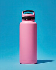 plastic bottle of water on blue background
