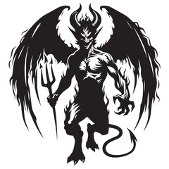 Shadowy Infernal Devil vector - devil silhouette - devil vector - silhouette of devil - Devil illustration - messenger of evil graphic - terrifying dark visual
