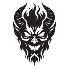 Fototapeta premium Menacing Devil shape silhouette - devil silhouette - devil vector - silhouette of devil - infernal presence art - sinister overlord symbol - fearsome creature design 