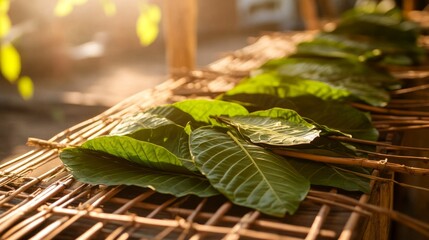 Traditional Drying Process of Kratom Leaves in the Sunlight