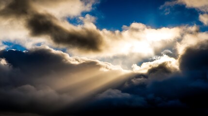 Heavenly light illuminating clouds dramatic sky