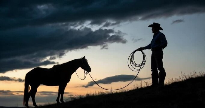 Horse and cowboy silhouette