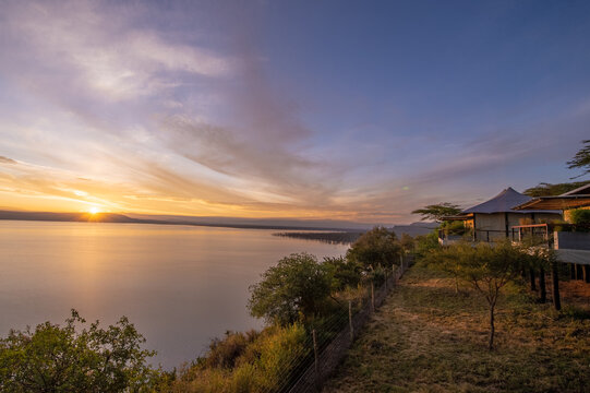 Sunset View from Lakeside Safari Tent