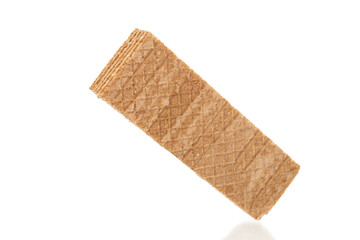 Several chocolate wafers, macro, isolated on white background.